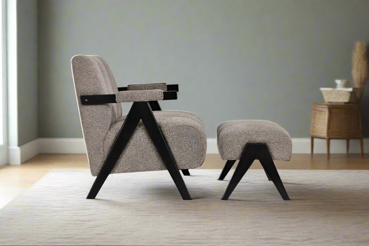 Asher Fabric Accent Chair + Ottoman – Fawn | by Arbor & Elm 3