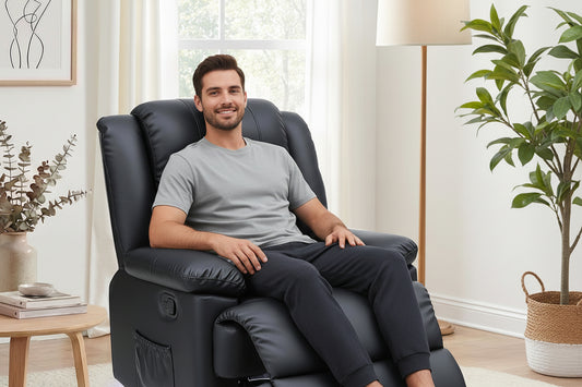 Manual Recliner Chair Sofa with 16 colour LED Black