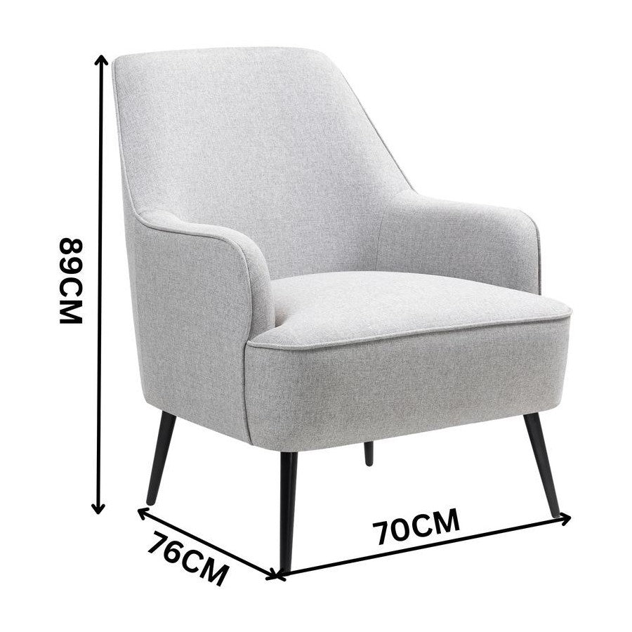 Julia Accent Chair Light Grey Dimensions