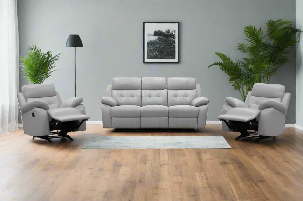Nova Leather Recliner 3 Seat Sofa plus 2 x Single Recliner Armchairs
