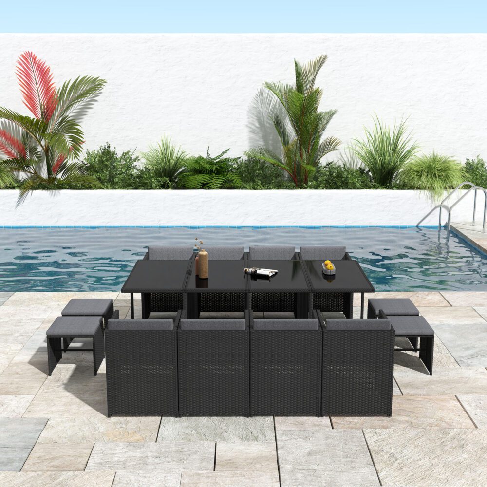 Outdoor patio furniture set by a pool