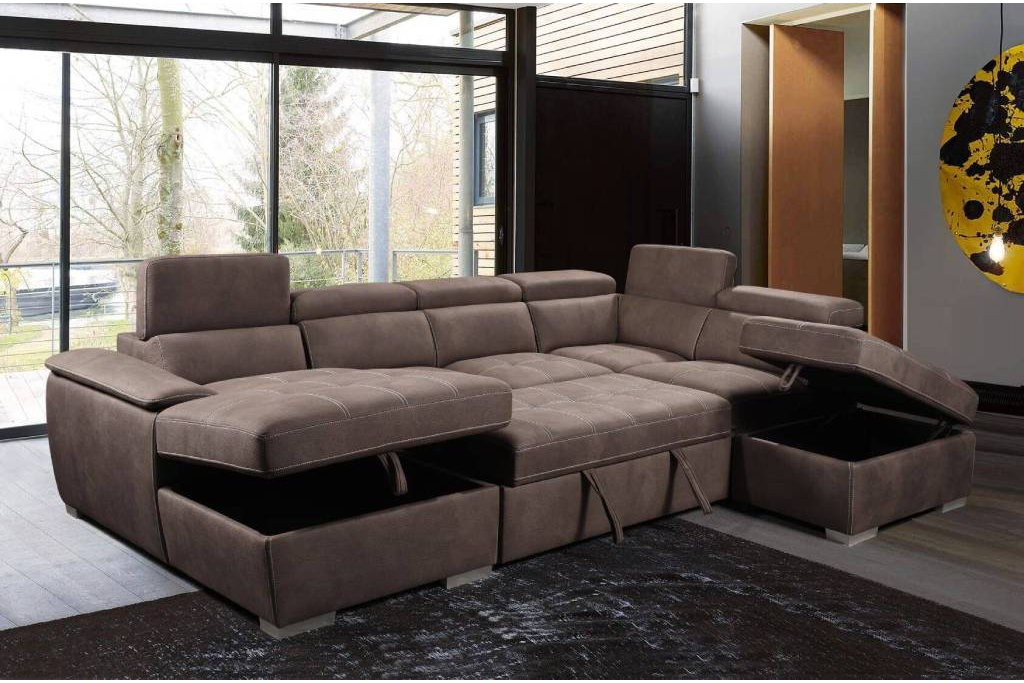 Saville Modular Corner Lounge with Chaise & Ottoman – Mushroom | by Arbor & Elm 2