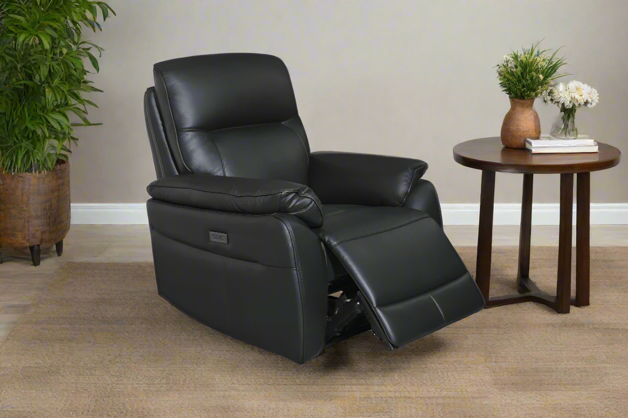 Vantage Black Leather Single Power Recliner | Premium Comfort Collection | by Arbor & Elm 2