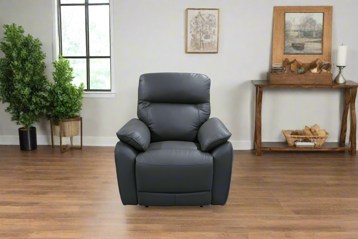 Vantage Graphite Leather Single Power Recliner | Premium Comfort Collection | by Arbor & Elm 1