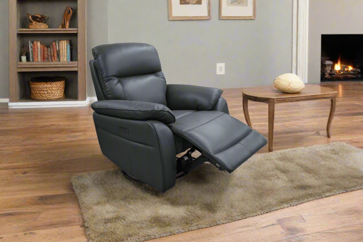 Vantage Graphite Leather Single Power Recliner | Premium Comfort Collection | by Arbor & Elm 2