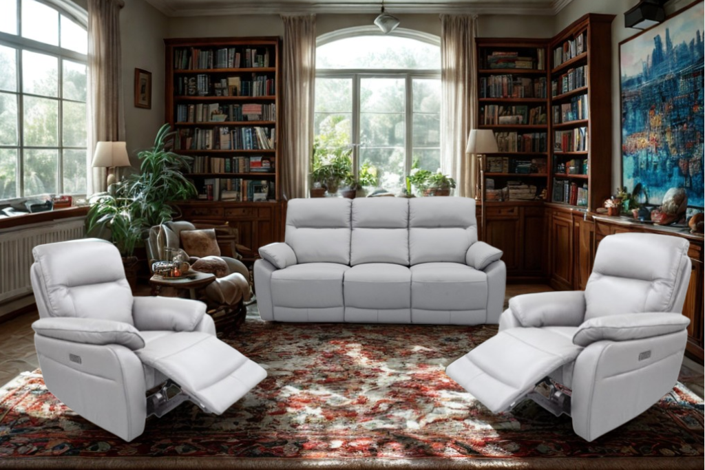 Leather Electric Recliner Suite