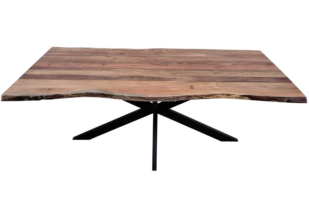 Monaco Dining Table | Acacia Wood & Black Steel Legs | 240cm x 105cm x 76cm