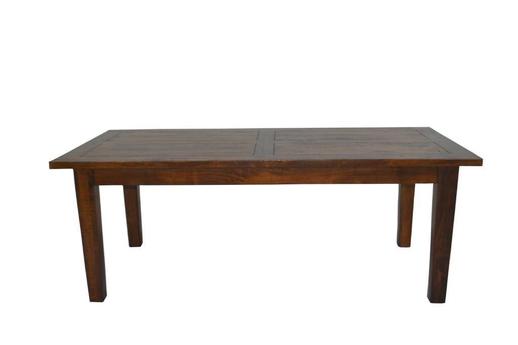 Wooden dining table on a white background