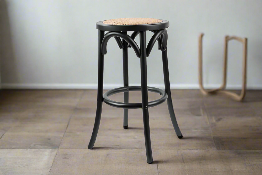 Avenue Kitchen Stool | Black Round Seat | 66cm Height | by Arbor & Elm 1