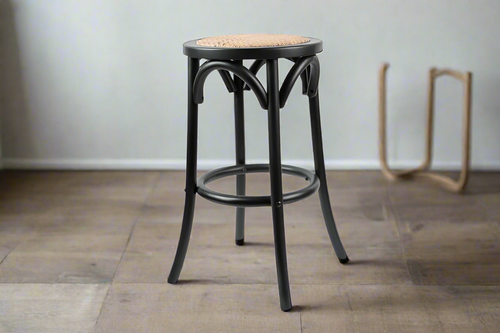 Avenue Kitchen Stool | Black Round Seat | 66cm Height | by Arbor & Elm 1