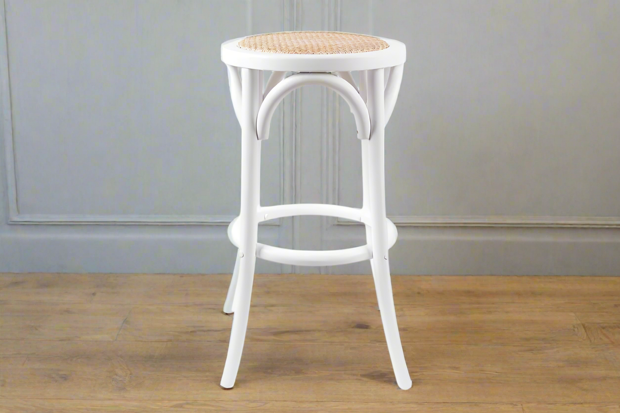 Avenue Kitchen Stool | White Round Seat | 66cm Height | by Arbor & Elm 3