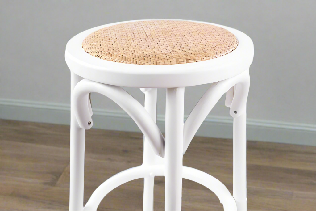 Avenue Kitchen Stool | White Round Seat | 66cm Height | by Arbor & Elm 2