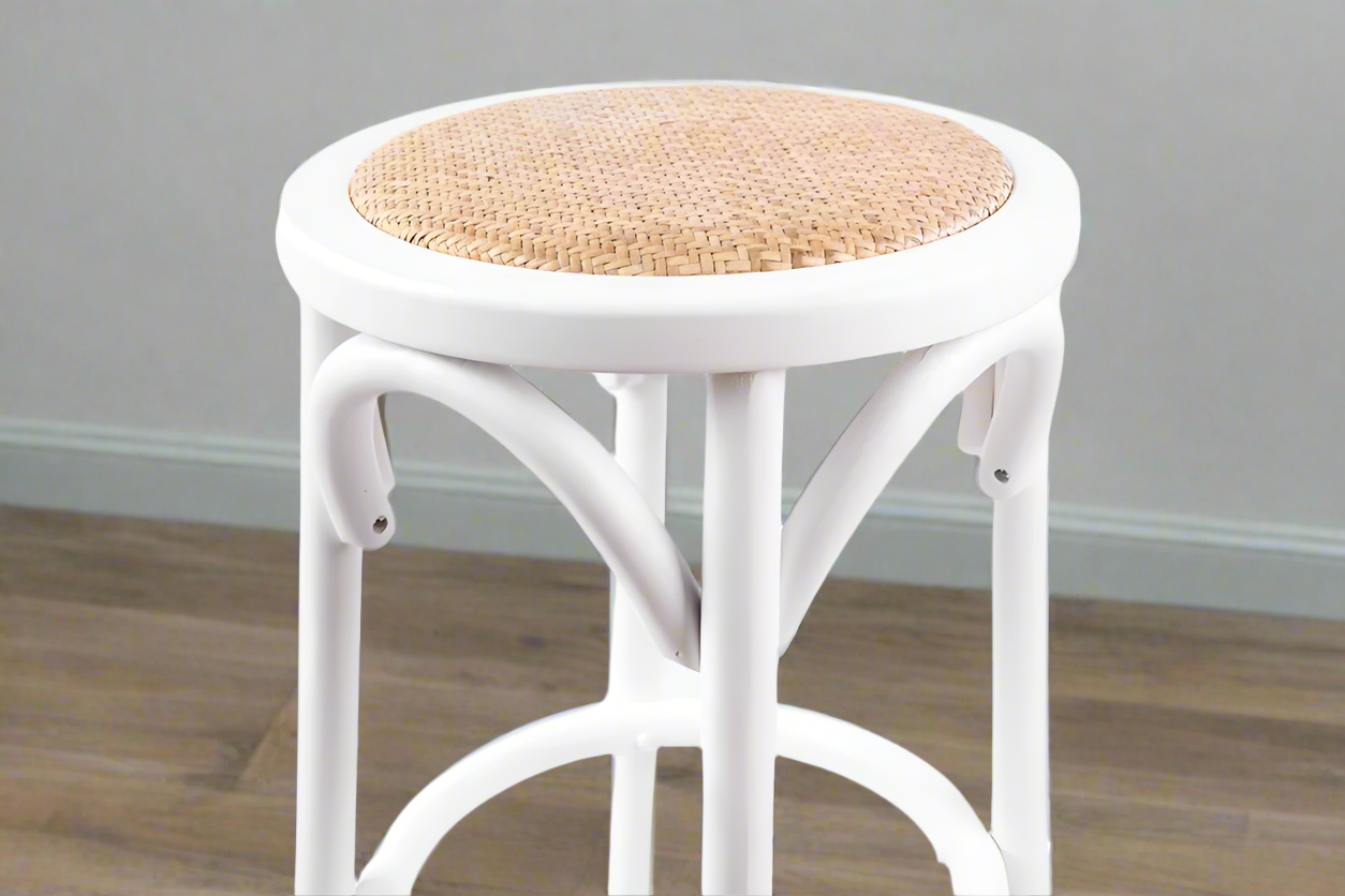 Avenue Kitchen Stool | White Round Seat | 66cm Height | by Arbor & Elm 2