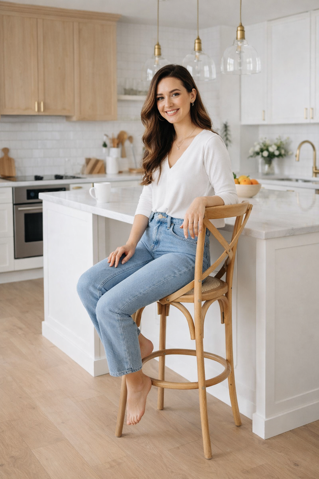 Avenue Bar Stool | Oak Finish | 52 x 49.5 x 103 cm | by Arbor & Elm