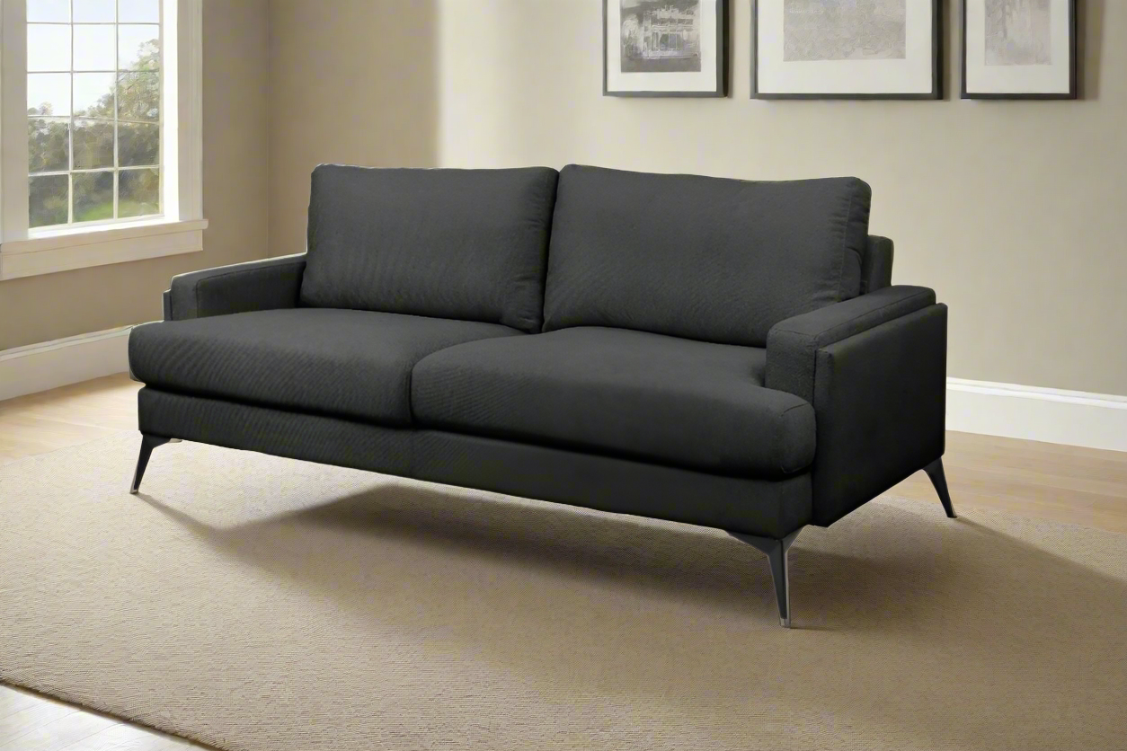 Barclay Hudson 2-Seater Fabric Lounge – Dark Grey | by Arbor & Elm 2