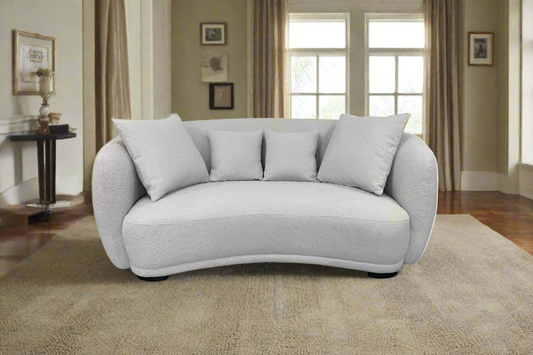 Capri Bouclé 2.5 Seater Sofa – Light Grey Fabric | Modern Curved Lounge by Arbor & Elm 1