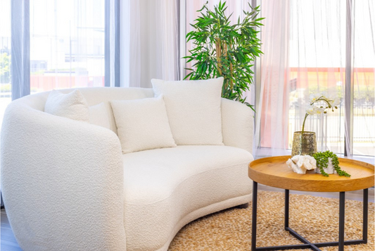 Capri Bouclé 2.5 Seater Sofa – White Fabric | Modern Curved Lounge by Arbor & Elm 1