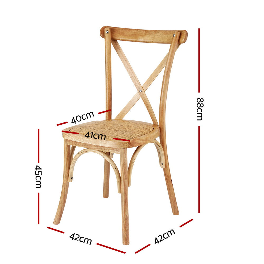Wooden chair with dimensions marked 