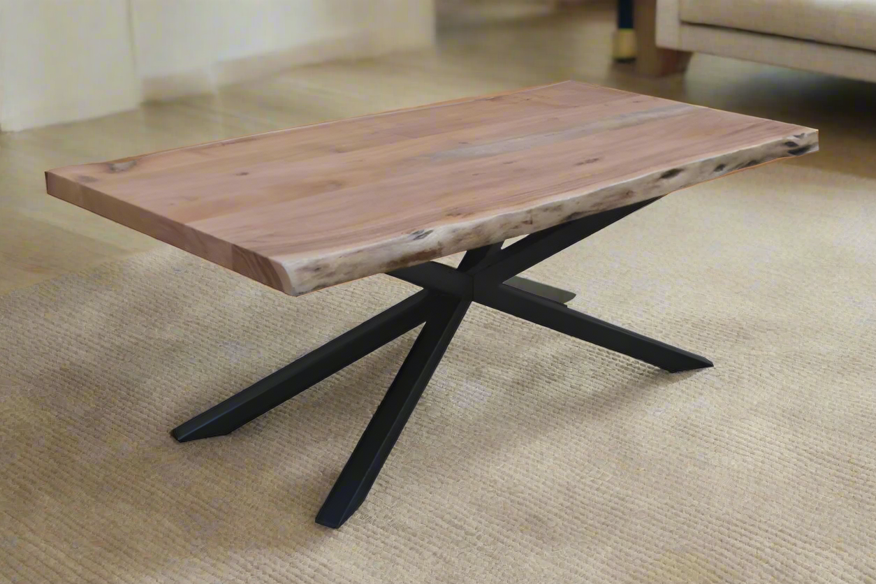 Monaco Coffee Table | Rustic Natural Wood & Sleek Black Base | 130x70cm | by Arbor & Elm 2
