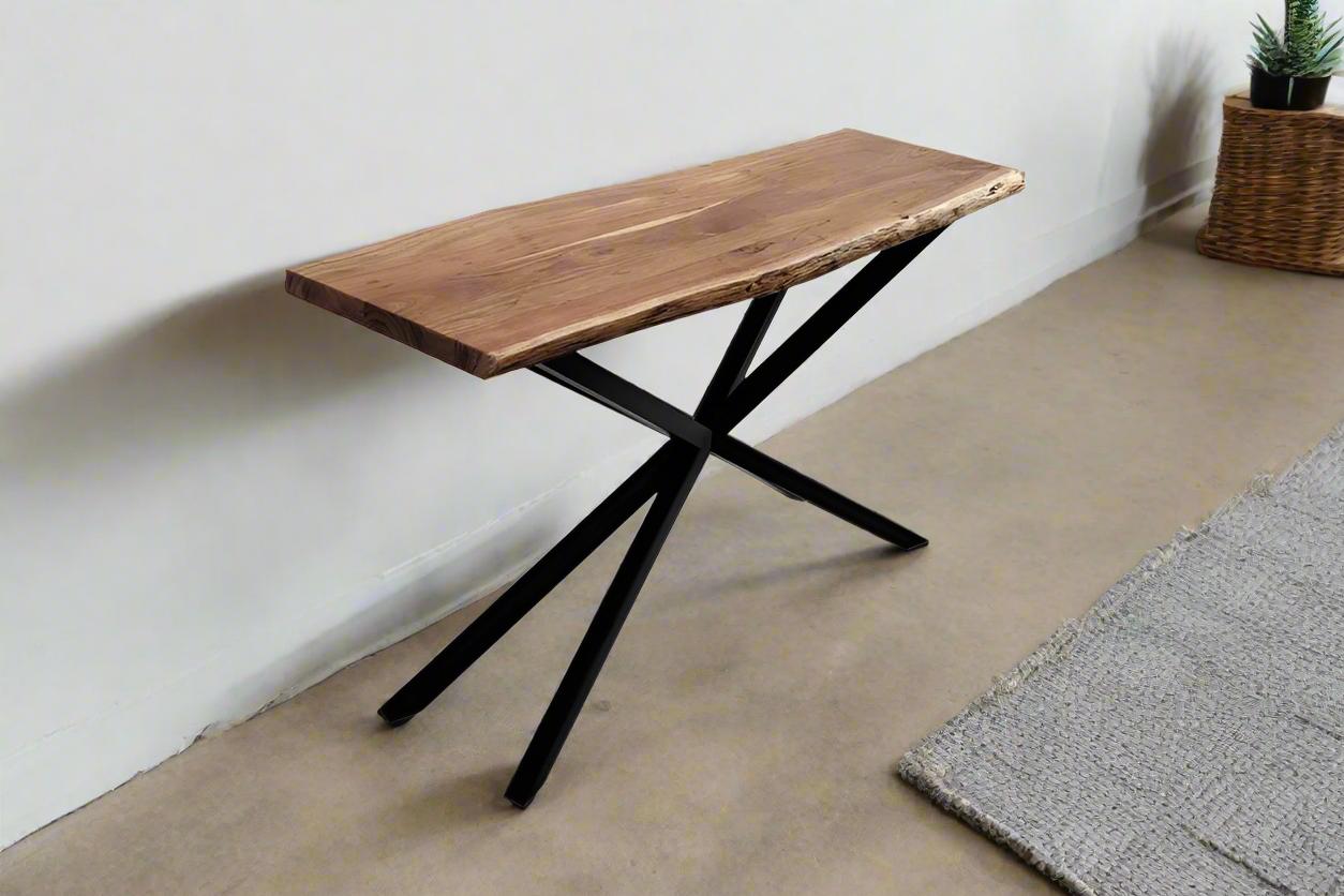 Monaco Console Table | Acacia Wood & Black Steel Legs | 140cm | by Arbor & Elm 1