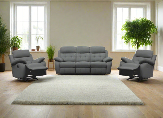 Nova Leather Recliner 3 Seat Sofa plus 2 x Single Recliner Armchairs