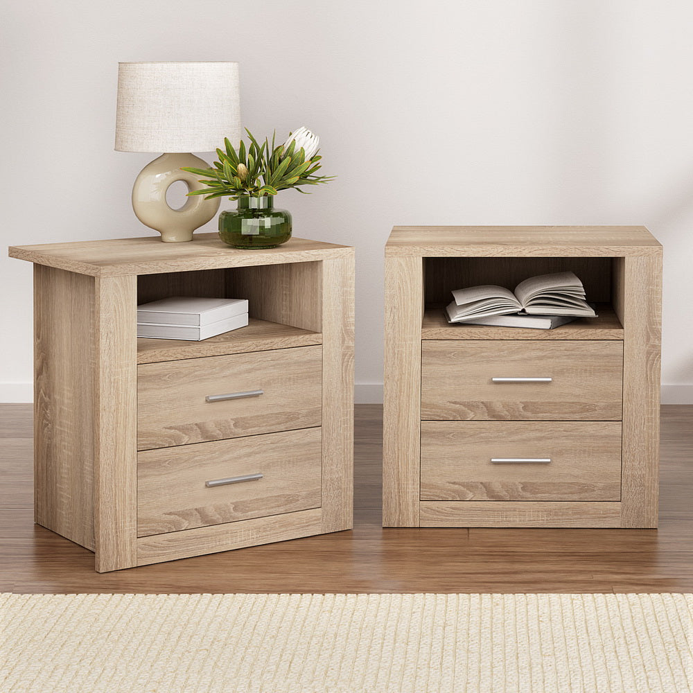 2 x timber bedside tables