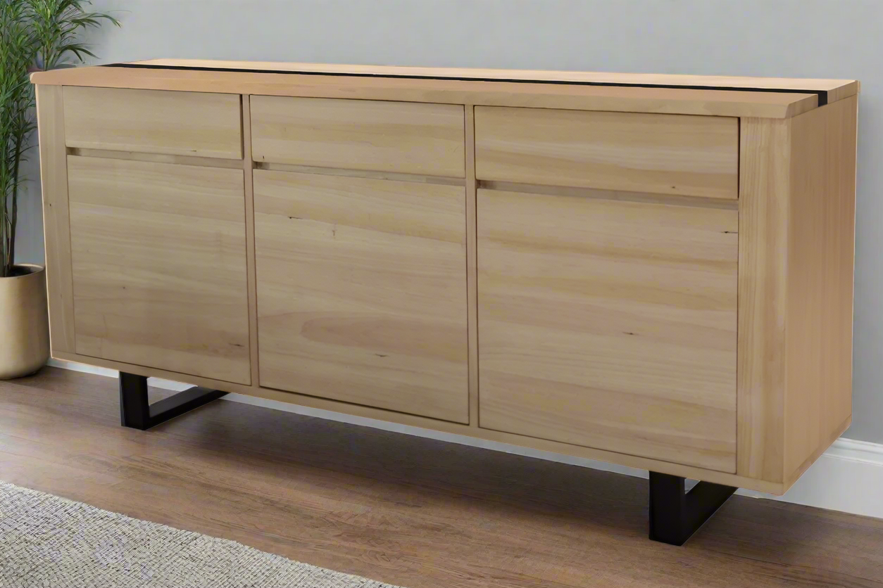 Sierra Buffet Cabinet | 3 Doors + 3 Drawers | Natural & Black Finish | by Arbor & Elm 1