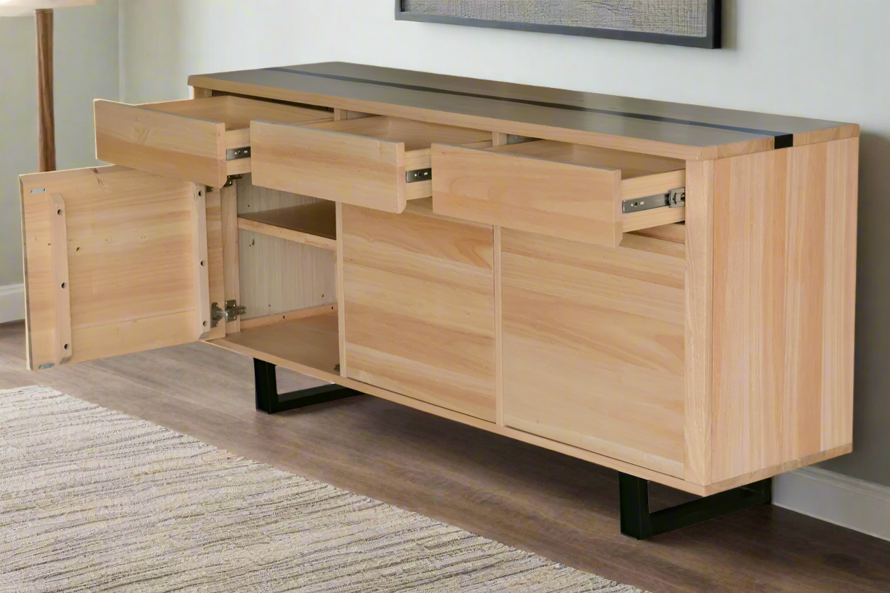 Sierra Buffet Cabinet | 3 Doors + 3 Drawers | Natural & Black Finish | by Arbor & Elm 2