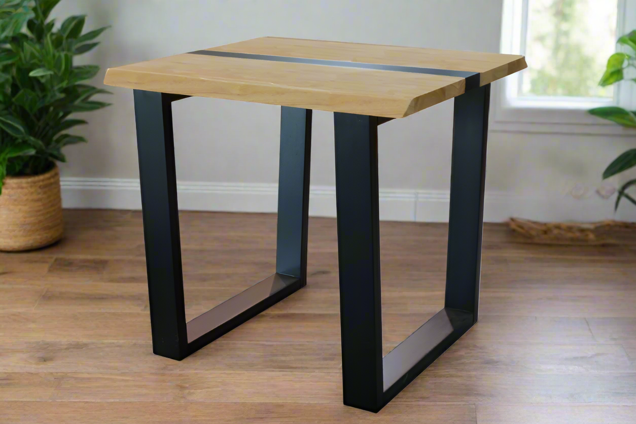 Sierra Lamp Table | Natural Timber Top & Black Legs | by Arbor & Elm