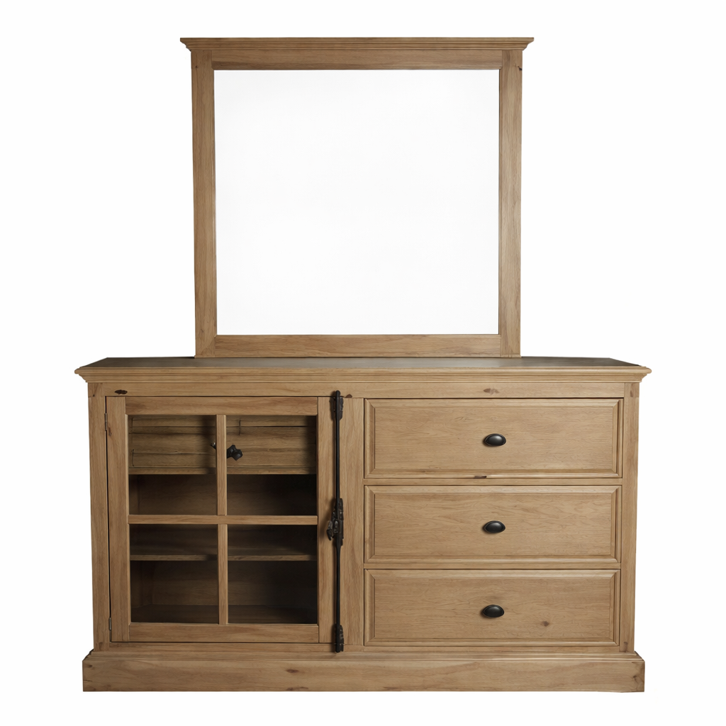 Wooden dresser with mirror