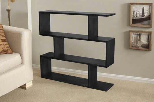 Summit 3-Tier Bookshelf | Black Modern Storage Unit | 120x28x112cm | by Arbor & Elm