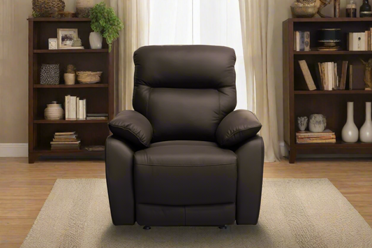Vantage Chocolate Leather Single Power Recliner | Premium Comfort Collection | by Arbor & Elm 1
