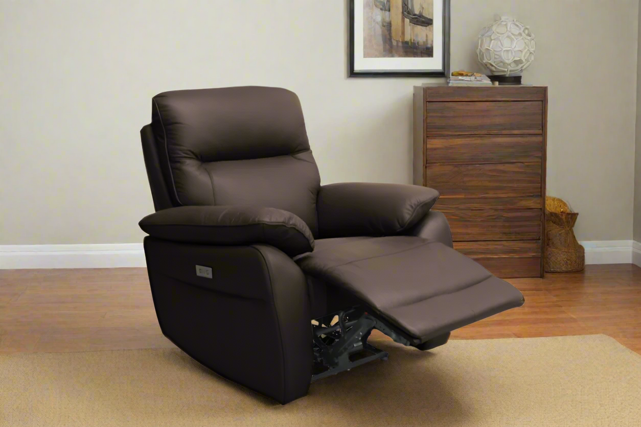 Vantage Chocolate Leather Single Power Recliner | Premium Comfort Collection | by Arbor & Elm 2