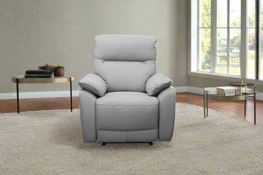 Vantage Silver Leather Single Power Recliner | Premium Comfort Collection | by Arbor & Elm 1
