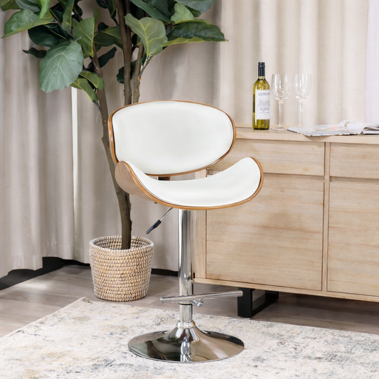 Scandi Curve Barstool | Mid-Century Modern Elegance for your Kitchen or Bar | White