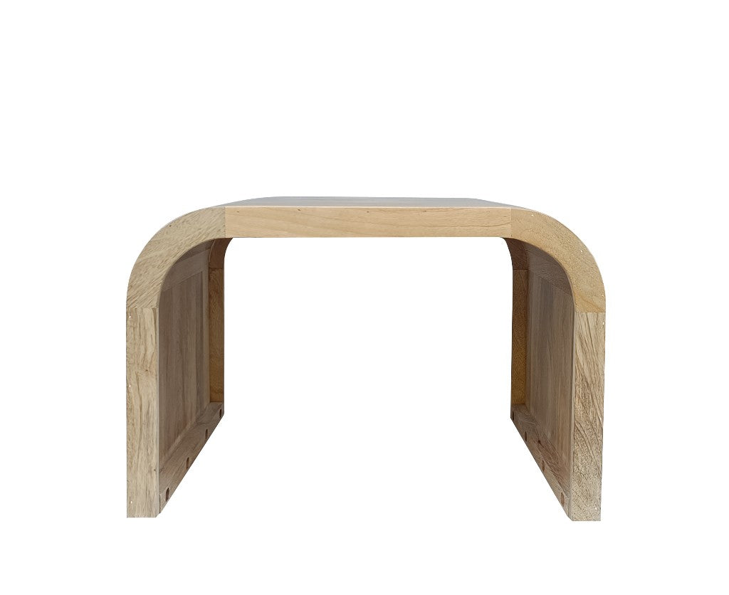 Aurelia Natural Timber Coffee / Side Table | Curved Modern Waterfall Design | 60 x 60 x 40cm