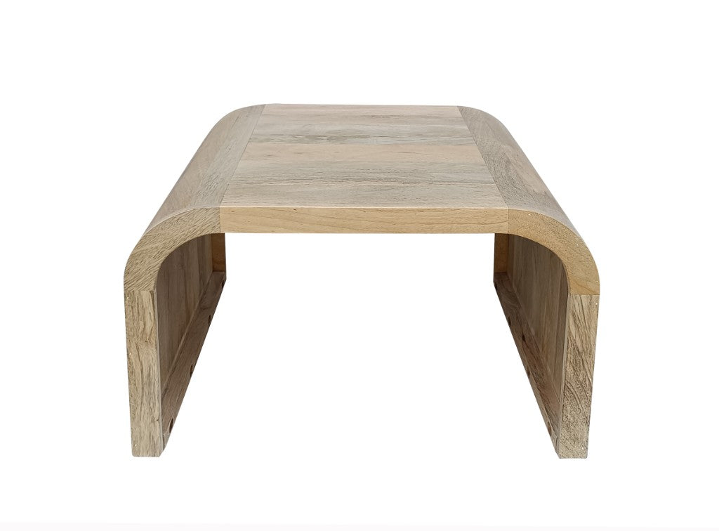 Aurelia Natural Timber Coffee / Side Table | Curved Modern Waterfall Design | 60 x 60 x 40cm