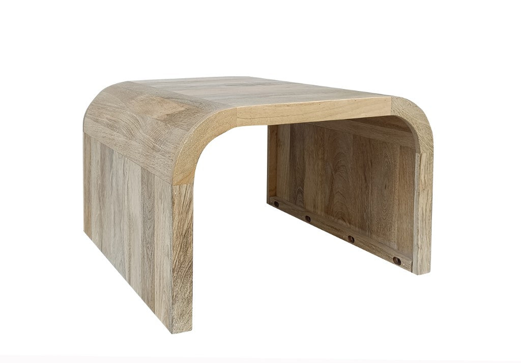 Aurelia Natural Timber Coffee / Side Table | Curved Modern Waterfall Design | 60 x 60 x 40cm